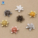 MINGXUAN 10pcs 6*15mm 7 Colors Copper Filigree Flowers Base Connector Bead Cap Charms Setting For Jewelry Making Components