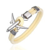 MKENDN Fashion Airplane Anchor Bracelets Men Charm Rope Chain Paracord Bracelet Male Women Air force style Wrap Metal Sport Hook