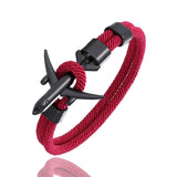 MKENDN Fashion Airplane Anchor Bracelets Men Charm Rope Chain Paracord Bracelet Male Women Air force style Wrap Metal Sport Hook