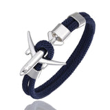 MKENDN Fashion Airplane Anchor Bracelets Men Charm Rope Chain Paracord Bracelet Male Women Air force style Wrap Metal Sport Hook