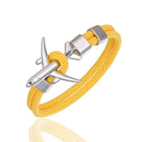 MKENDN Fashion Airplane Anchor Bracelets Men Charm Rope Chain Paracord Bracelet Male Women Air force style Wrap Metal Sport Hook