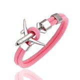 MKENDN Fashion Airplane Anchor Bracelets Men Charm Rope Chain Paracord Bracelet Male Women Air force style Wrap Metal Sport Hook