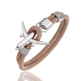 MKENDN Fashion Airplane Anchor Bracelets Men Charm Rope Chain Paracord Bracelet Male Women Air force style Wrap Metal Sport Hook