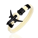 MKENDN Fashion Airplane Anchor Bracelets Men Charm Rope Chain Paracord Bracelet Male Women Air force style Wrap Metal Sport Hook