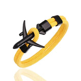 MKENDN Fashion Airplane Anchor Bracelets Men Charm Rope Chain Paracord Bracelet Male Women Air force style Wrap Metal Sport Hook