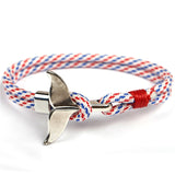 MKENDN Fashion Whale Tail Anchor Bracelets Men Women Charm Nautical Survival Rope Chain Paracord Bracelet Male Wrap Metal Hooks