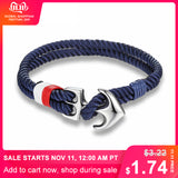 MKENDN High Quality Anchor Bracelets Men Charm Nautical Survival Rope Chain Paracord Bracelet Male Wrap Metal Sport Hooks