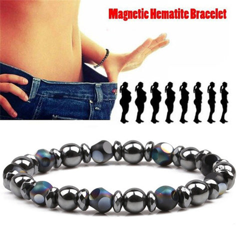 Magnetic Bracelet Beads Hematite Stone Therapy Black 6.5cm Cool Health Care Magnet Hematite Beads Bracelet Men Women Jewelry