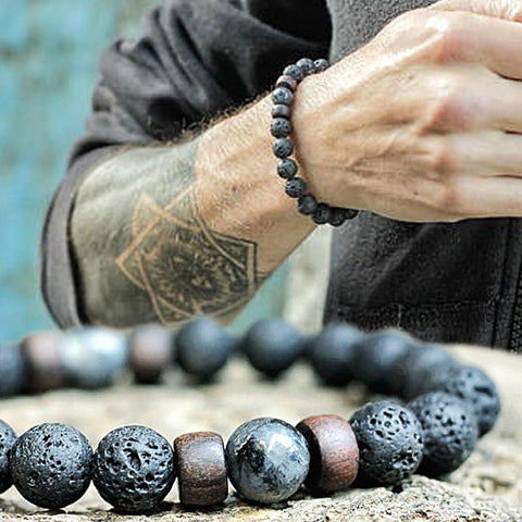 Mcllroy Stone bracelet beads lava natural homme fashion bangles Bracelet Men Wooden bead Accessorie Jewelry male Customized Gift