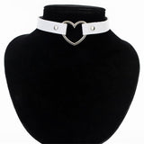 Meajoe Trendy Sexy Punk Gothic Leather Heart Studded Choker Necklace Vintage Charm Round Collar Necklaces Women Jewelry Gift