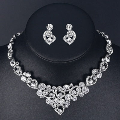 Mecresh Crystal Bridal Jewelry Sets Heart Shape Wedding Necklace Earrings African Beads Jewelry Sets Accessories TL310+SL285