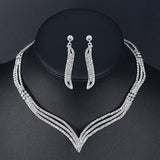 Mecresh Crystal Bridal Wedding Jewelry Sets African Beads Silver Color Rhinestone Women Necklace Sets Engagement Jewelry MTL475