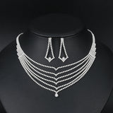 Mecresh Crystal Bridal Wedding Jewelry Sets African Beads Silver Color Rhinestone Women Necklace Sets Engagement Jewelry MTL475