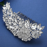 Mecresh Silver Color Rhinestone Flower Leaf Bridal Hair Comb for Girls Crystal Hair Ornaments Jewelry Wedding Hair Accessories