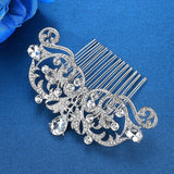 Mecresh Silver Color Rhinestone Flower Leaf Bridal Hair Comb for Girls Crystal Hair Ornaments Jewelry Wedding Hair Accessories