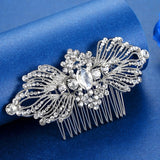 Mecresh Silver Color Rhinestone Flower Leaf Bridal Hair Comb for Girls Crystal Hair Ornaments Jewelry Wedding Hair Accessories