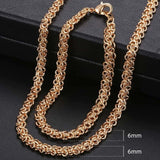 Men Women's Jewelry Set 585 Rose Gold Bracelet Necklace Set Double Curb Cuban Weaving Bismark Chain 2018 Wholesale Jewelry KCS04