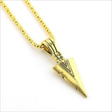 Men's Fashion Jewelry Gold Silver black Arrow Head Pendant Long Chain Necklace mens stainless steel necklaces