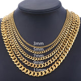 Mens Necklaces Chains Stainless Steel Silver Black Gold Necklace for Men Women Curb Cuban Davieslee Jewelry 3/5/7/9/11mm DLKNM08