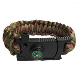 Military Emergency Braided Survival Bracelet Men Women Paracord Outdoor Camping Rescue Rope Bangles Compass Whistle Knife 4 in 1