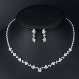 Minlover Floral Simulated Pearl Bride Wedding Jewelry Sets Simple Crystal Necklace Earrings Bracelets Sets for Women TL059+SL077