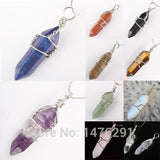 Mix Crystal Stone Opal Lapis Green Howlite Stone Onyx Rose Pink Quartz Carnelian Faceted Bead Twining Pendant 1PCS