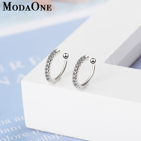 ModaOne Simple Earcuff Tasteful Zircon Clip On Earrings For Women 925 Sterling Silver Ear Cuff Jewelry For Girl pendientes mujer