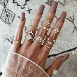 Modyle 12 pc/set Charm Gold Color Midi Finger Ring Set for Women Vintage Boho Knuckle Party Rings Punk Jewelry