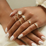 Modyle 12 pc/set Charm Gold Color Midi Finger Ring Set for Women Vintage Boho Knuckle Party Rings Punk Jewelry