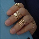 Modyle 12 pc/set Charm Gold Color Midi Finger Ring Set for Women Vintage Boho Knuckle Party Rings Punk Jewelry