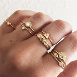 Modyle 12 pc/set Charm Gold Color Midi Finger Ring Set for Women Vintage Boho Knuckle Party Rings Punk Jewelry