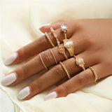 Modyle 12 pc/set Charm Gold Color Midi Finger Ring Set for Women Vintage Boho Knuckle Party Rings Punk Jewelry