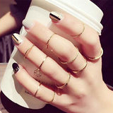 Modyle 12 pc/set Charm Gold Color Midi Finger Ring Set for Women Vintage Boho Knuckle Party Rings Punk Jewelry