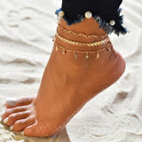 Modyle Bohemian Beads Ankle Bracelet for Women Leg Chain Round Tassel Anklet Vintage Foot Jewelry Accessories