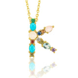 Multicolor fashion charm Gold 26 Alphabet pendant necklace micro pave zircon initial letter necklaces Couple Name necklace