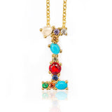 Multicolor fashion charm Gold 26 Alphabet pendant necklace micro pave zircon initial letter necklaces Couple Name necklace