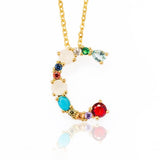 Multicolor fashion charm Gold 26 Alphabet pendant necklace micro pave zircon initial letter necklaces Couple Name necklace