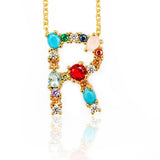 Multicolor fashion charm Gold 26 Alphabet pendant necklace micro pave zircon initial letter necklaces Couple Name necklace