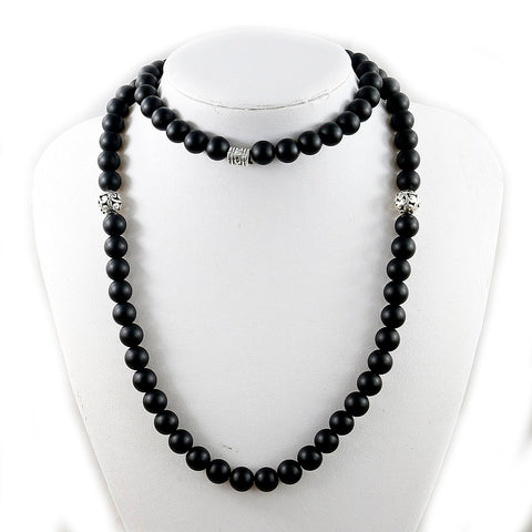 Natural Matte Black Onyx Handmade Necklaces 10mm Beads Mala Necklace Long Necklace Energy Men Jewelry
