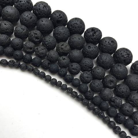 Natural Stone Beads DIY Black Volcanic Lava Beads Lava Stone Beads Round Volcanic-Stone Wholesale for Jewelry Making 4-14mm
