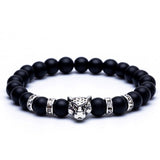 Natural Stone Beads Men Bracelets Lucky Charm Matte Black 8mm Bead Onyx Stone Matt Tiger Leopard Bracelets For Men Jewelry gift