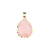 Natural Stone Pendant Water Drop Shape Pendants Agates/ RoseQuartz/Tiger Eye Charms for Necklaces Jewelry Making 3.5*2.4*0.7cm