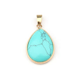 Natural Stone Pendant Water Drop Shape Pendants Agates/ RoseQuartz/Tiger Eye Charms for Necklaces Jewelry Making 3.5*2.4*0.7cm