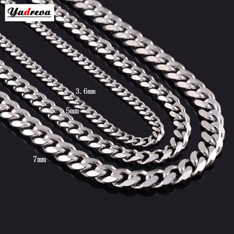 Never Fade 3.5mm/5mm/7mm Stainless Steel Cuban Chain Necklace Waterproof  Men Link Curb Chain Gift Jewelry Length Customized