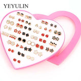 New Arrival Round triangle Shaped Silver Gold Black Color Alloy Stud Earring For Women Ear Jewelry 4 pairs