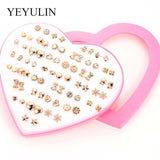 New Arrival Round triangle Shaped Silver Gold Black Color Alloy Stud Earring For Women Ear Jewelry 4 pairs