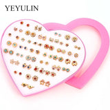 New Arrival Round triangle Shaped Silver Gold Black Color Alloy Stud Earring For Women Ear Jewelry 4 pairs