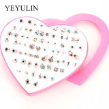 New Arrival Round triangle Shaped Silver Gold Black Color Alloy Stud Earring For Women Ear Jewelry 4 pairs