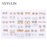 New Arrival Round triangle Shaped Silver Gold Black Color Alloy Stud Earring For Women Ear Jewelry 4 pairs