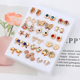 New Arrival Round triangle Shaped Silver Gold Black Color Alloy Stud Earring For Women Ear Jewelry 4 pairs